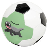 Grappig hongerige honingbadger cartoon illustratie voetbal (Drie kwart)