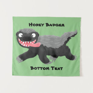 Grappig hongerige honingbadger cartoon illustratie wandkleed