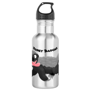 Grappig hongerige honingbadger cartoon illustratie waterfles 
