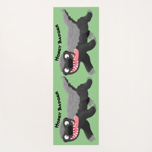Grappig hongerige honingbadger cartoon illustratie yogamat (Achterkant)