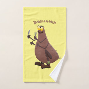 Grappig hongerige lelijke cartoon bad handdoek