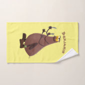 Grappig hongerige lelijke cartoon bad handdoek (Handdoek)
