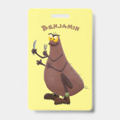Grappig hongerige lelijke cartoon badge (Achterkant)