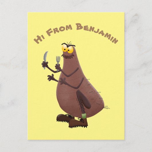 Grappig hongerige lelijke cartoon briefkaart (Voorkant)