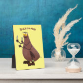 Grappig hongerige lelijke cartoon fotoplaat (Zijkant)