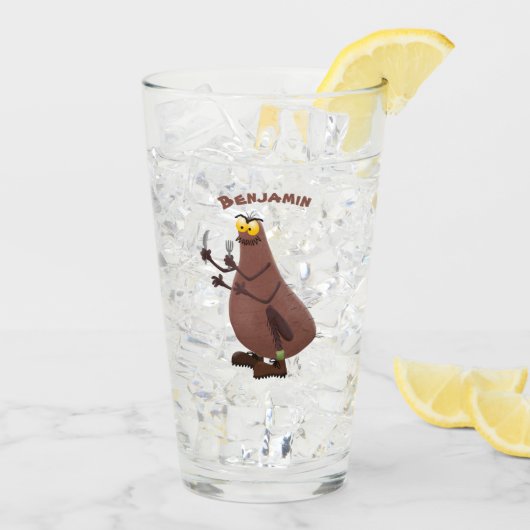 Grappig hongerige lelijke cartoon glas (Achterkant ijs)