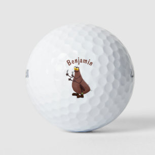 Grappig hongerige lelijke cartoon golfballen