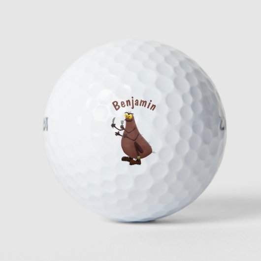 Grappig hongerige lelijke cartoon golfballen (Voorkant)