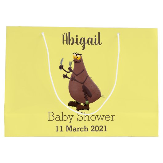 Grappig hongerige lelijke cartoon groot cadeauzakje (Achterkant)