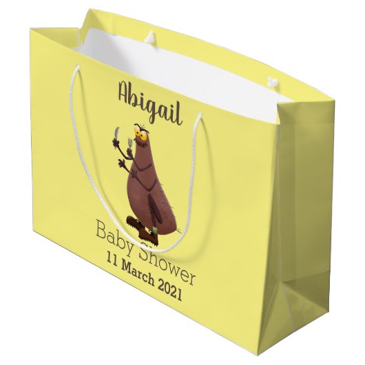 Grappig hongerige lelijke cartoon groot cadeauzakje (Achterkant Gekanteld)