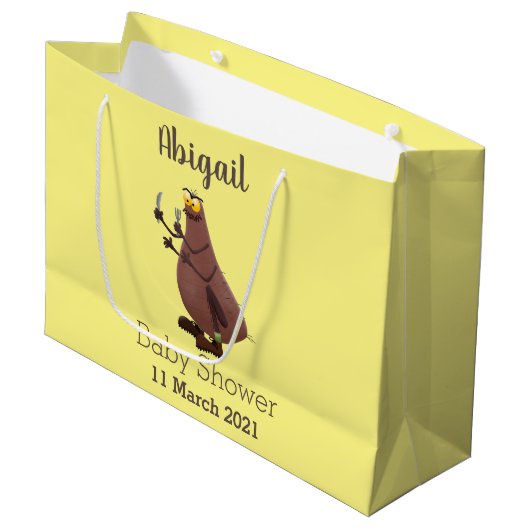 Grappig hongerige lelijke cartoon groot cadeauzakje (Voorkant Gekanteld)