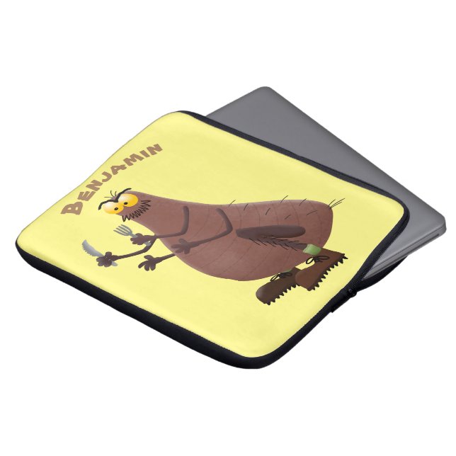 Grappig hongerige lelijke cartoon laptop sleeve (Voorkant top)