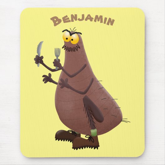 Grappig hongerige lelijke cartoon muismat (Voorkant)