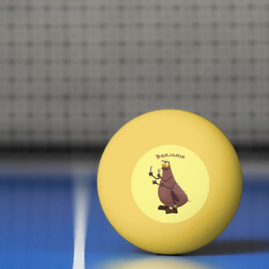 Grappig hongerige lelijke cartoon pingpongbal