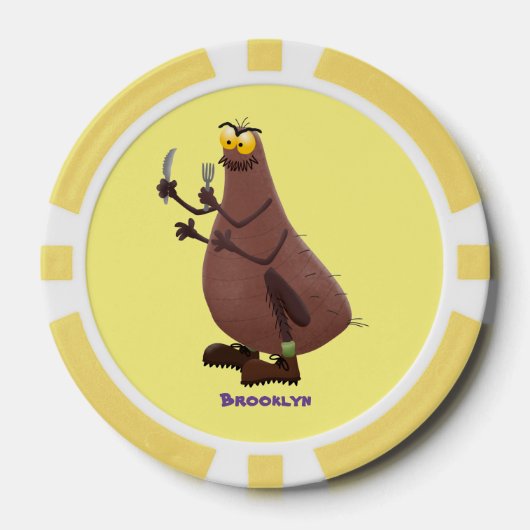 Grappig hongerige lelijke cartoon poker chips (Voorkant)