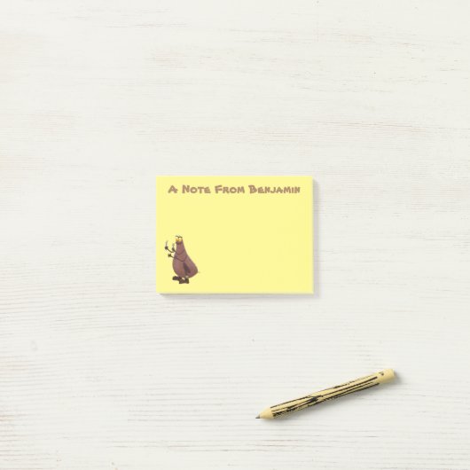 Grappig hongerige lelijke cartoon post-it® notes (Op bureau)