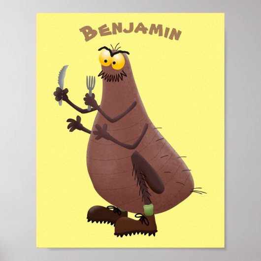 Grappig hongerige lelijke cartoon poster (Voorkant)