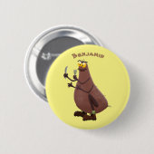 Grappig hongerige lelijke cartoon ronde button 5,7 cm (Voorkant /achterkant)