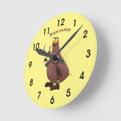 Grappig hongerige lelijke cartoon ronde klok (Hoek)