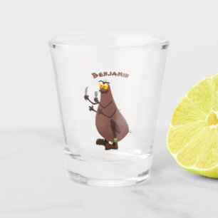 Grappig hongerige lelijke cartoon shot glas