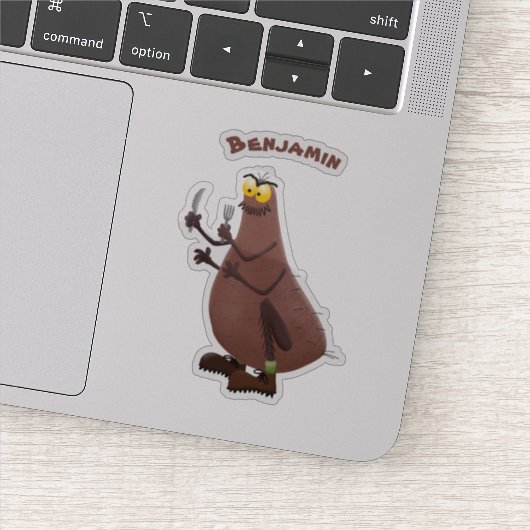 Grappig hongerige lelijke cartoon sticker (Detail)