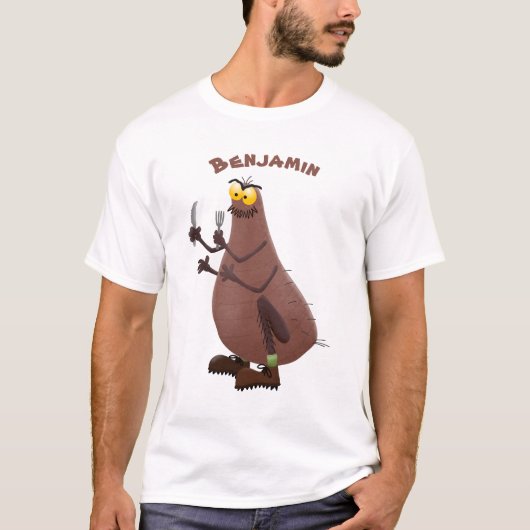 Grappig hongerige lelijke cartoon t-shirt (Voorkant)
