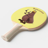 Grappig hongerige lelijke cartoon tafeltennisbatje (Voorkant Gekanteld)