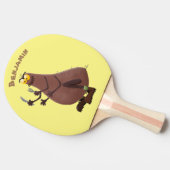 Grappig hongerige lelijke cartoon tafeltennisbatje (Zijkant)