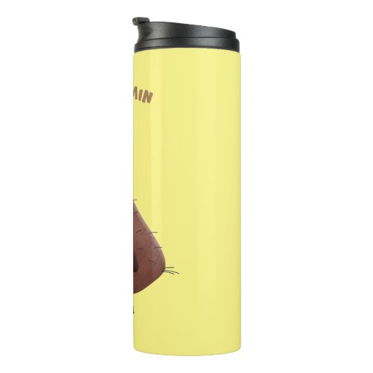 Grappig hongerige lelijke cartoon thermosbeker (Geroteerd rechts)