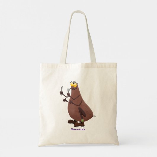 Grappig hongerige lelijke cartoon tote bag (Achterkant)