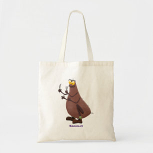 Grappig hongerige lelijke cartoon tote bag