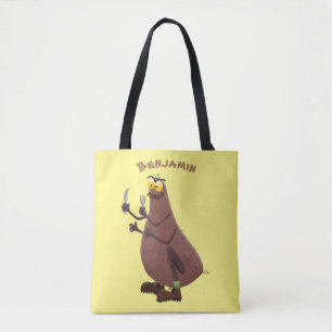 Grappig hongerige lelijke cartoon tote bag