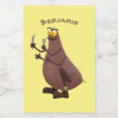 Grappig hongerige lelijke cartoon voedselcontainer etiket (Enkel label)