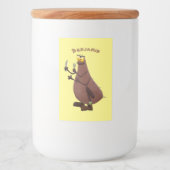 Grappig hongerige lelijke cartoon voedselcontainer etiket (Voorkant)