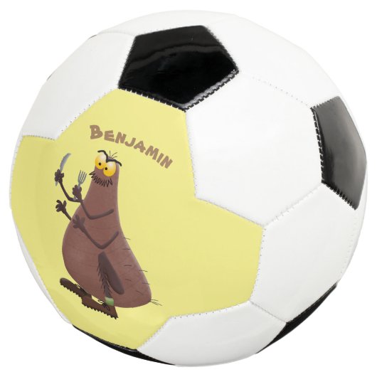 Grappig hongerige lelijke cartoon voetbal