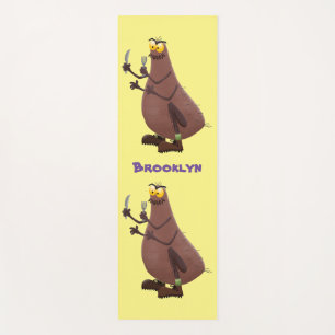 Grappig hongerige lelijke cartoon yogamat