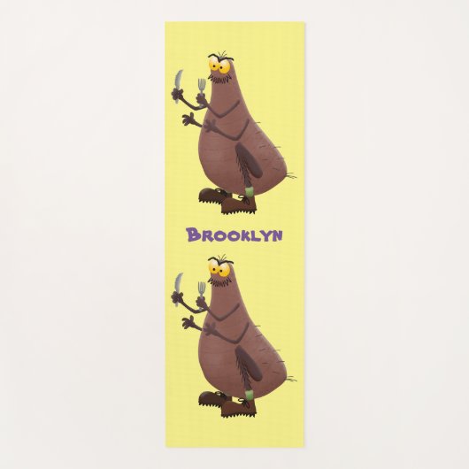 Grappig hongerige lelijke cartoon yogamat (Voorkant)