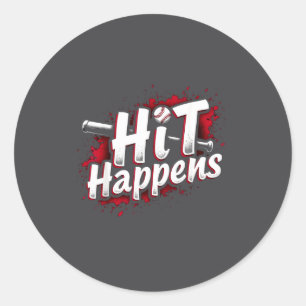 Grappig honkbal citaat cadeau Slaag Gebeurt Ronde Sticker