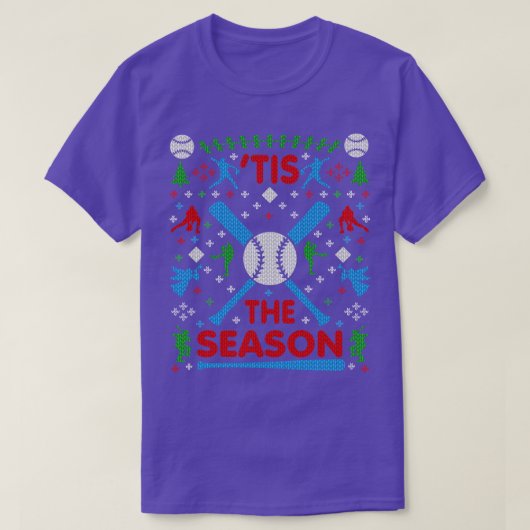 Grappig honkbal dit seizoen lelijke kerst zweet t-shirt (Design voorkant)