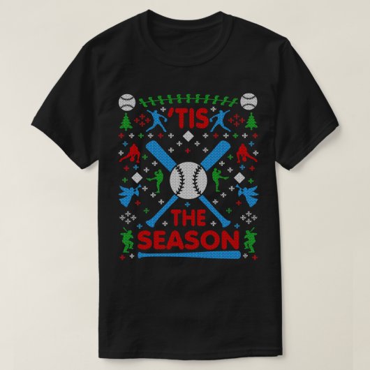 Grappig honkbal dit seizoen lelijke kerst zweet t-shirt (Design voorkant)