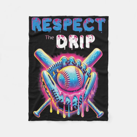 Grappig honkbal druppel ijs druipen respect voor d fleece deken (Voorkant)