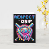 Grappig honkbal druppel ijs druipen respect voor d kaart (Gele Bloem)