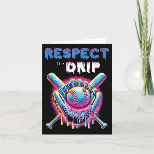 Grappig honkbal druppel ijs druipen respect voor d kaart (Voorkant)