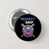 Grappig honkbal druppel ijs druipen respect voor d ronde button 5,7 cm (Voorkant /achterkant)