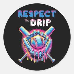 Grappig honkbal druppel ijs druipen respect voor d ronde sticker