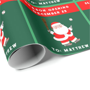 Grappig honkbal kerstvakantie cadeaupapier