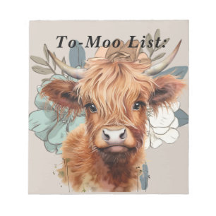 Grappig hoogland koe naar - moo list Notitieblok. Notitieblok