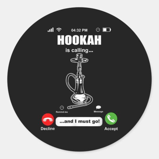 Grappig Hookah noemt waterpijp Shisha roken Ronde Sticker (Voorkant)
