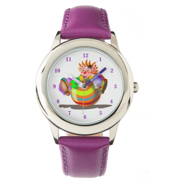 Grappig horloge met Happy Clown (Voorkant)
