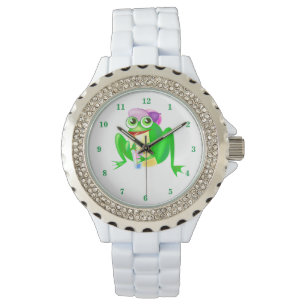 Grappig horloge met Happy Party Frog